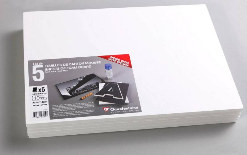 CLAIREFONTAINE Geschenkbox Schaumkarton 10 mm DIN A3 5 Bogen - Weiß 193669C, Bögen Clairefontaine von CLAIREFONTAINE
