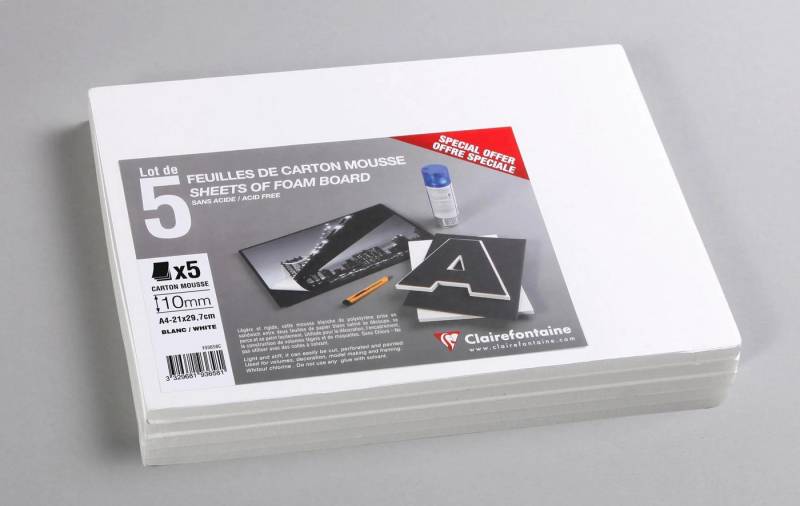 CLAIREFONTAINE Geschenkbox Schaumkarton 10 mm DIN A4 5 Bogen - Weiß 193658C, Bögen Clairefontaine von CLAIREFONTAINE