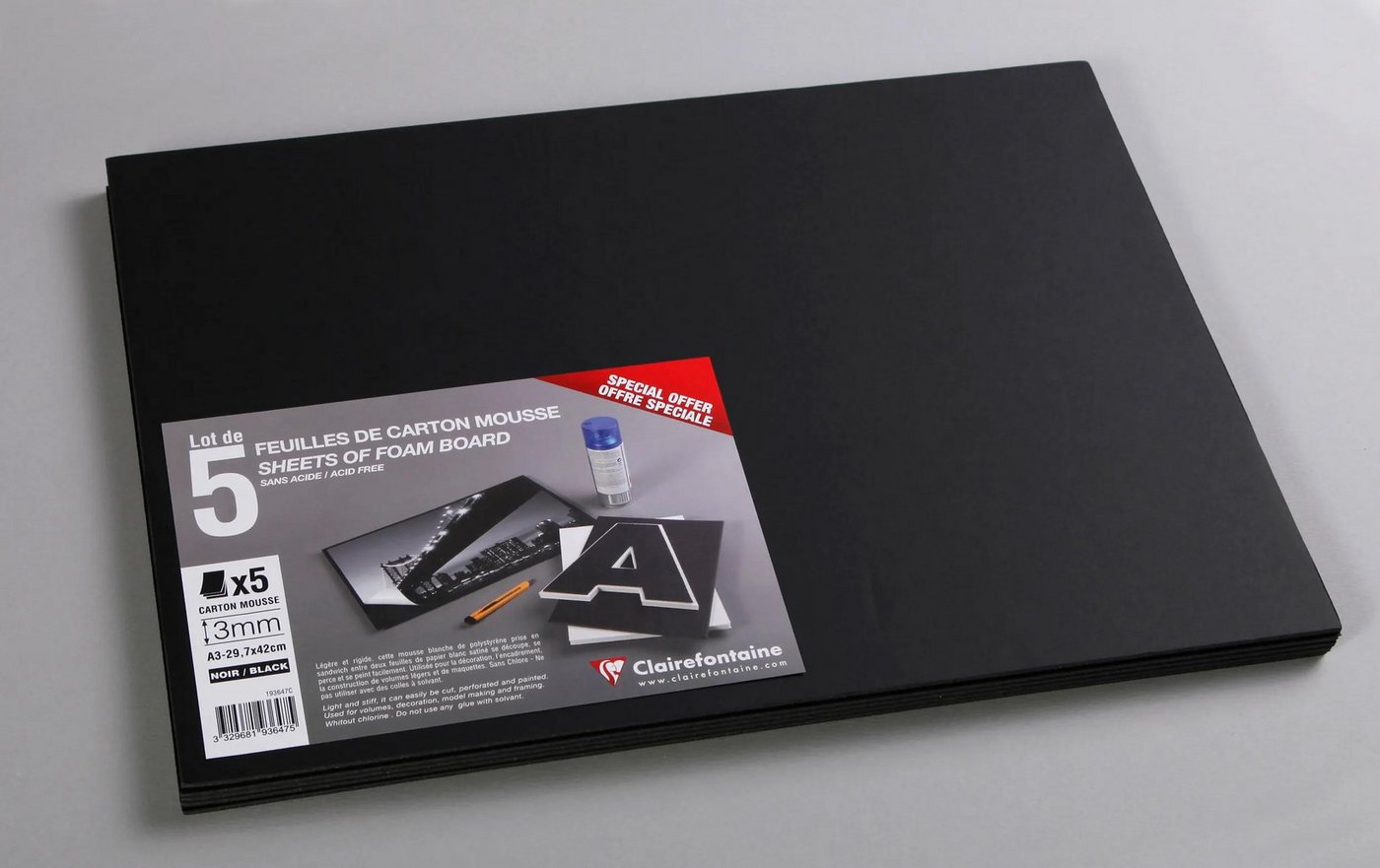 CLAIREFONTAINE Geschenkbox Schaumkarton 3,0 mm DIN A3 5 Bogen - Schwarz 193647C, Bögen Clairefontaine CLAIREFONTAINE Geschenkbox Schaumkarton 3,0 mm DIN A3 5 Bogen - Schwarz 193647C, Bögen Clairefontaine von CLAIREFONTAINE