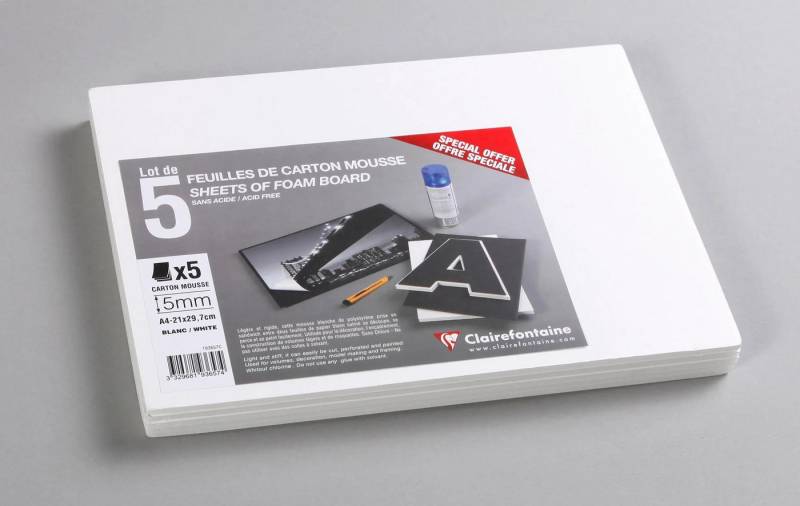 CLAIREFONTAINE Geschenkbox Schaumkarton 5,0 mm DIN A4 5 Bogen - Weiß 193657C, Bögen Clairefontaine von CLAIREFONTAINE