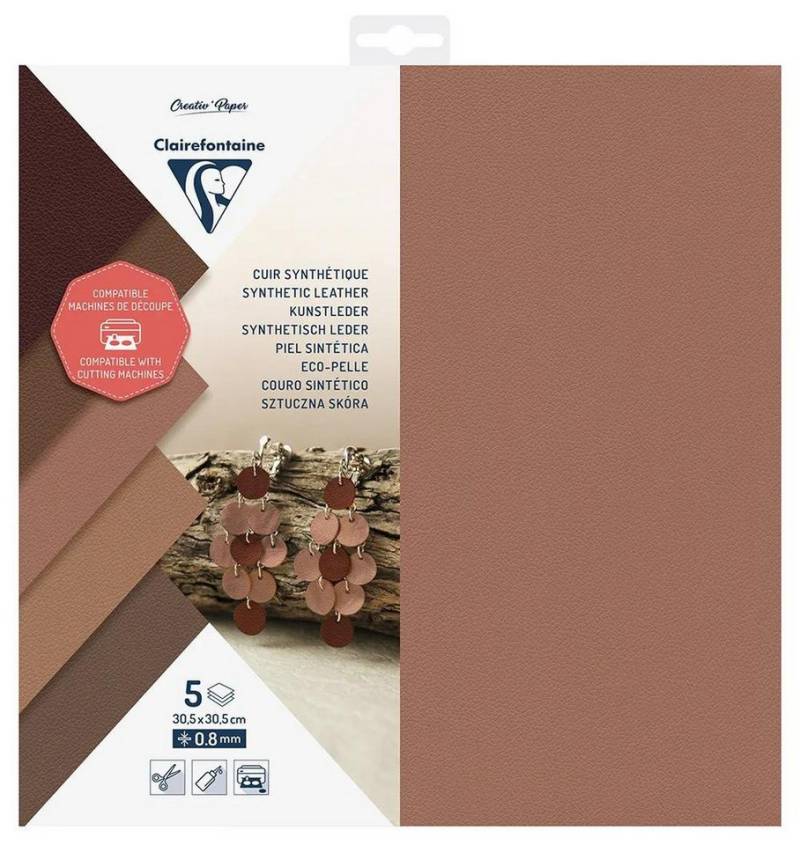 CLAIREFONTAINE Modelliermasse 5x Kunstleder Pkg 5 Bogen 30,5x30,5cm - 95737C, LOISIR CREATIF & DECORATION von CLAIREFONTAINE
