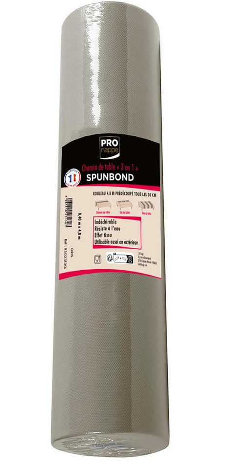 CLAIREFONTAINE Tischband 12x 3 in1 auf Rolle, Spunbond, 48x0,40m Grau RS023130I, Nappes rouleaux spunbond 1,20m von CLAIREFONTAINE