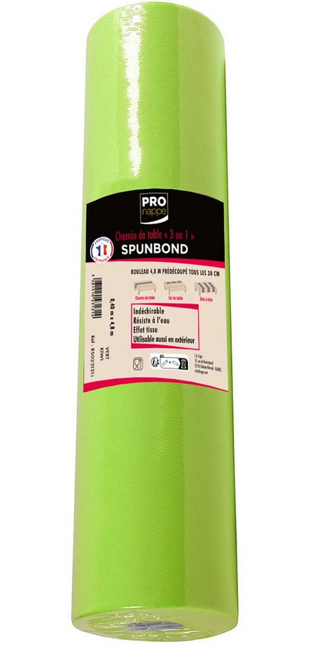 CLAIREFONTAINE Tischband 12x 3 in1 auf Rolle, Spunbond, 48x0,40m Kiwigrün RS023131I, Nappes rouleaux spunbond 1,20m von CLAIREFONTAINE