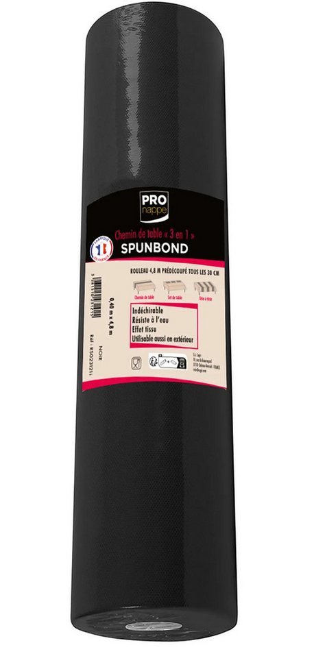 CLAIREFONTAINE Tischband 12x 3 in1 auf Rolle, Spunbond, 48x0,40m Schwarz RS023121I, Nappes rouleaux spunbond 1,20m von CLAIREFONTAINE