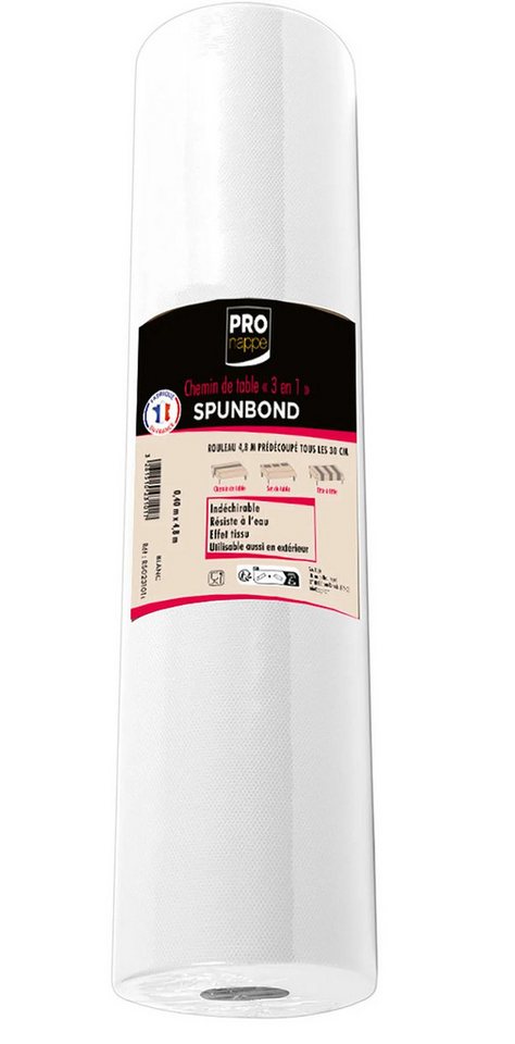 CLAIREFONTAINE Tischband 12x 3 in1 auf Rolle, Spunbond, 48x0,40m Weiß RS023101I, Nappes rouleaux spunbond 1,20m von CLAIREFONTAINE