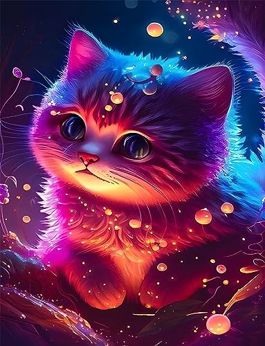 CLAKINLA 5D Diamond Painting Katze Diamant Painting Bilder Kätzchen Diamond Art Erwachsene Full DIY Diamant Kunst Malerei Katze Stickerei Set Kreuzstich Bilder Home Wand Dekor 30x40cm von CLAKINLA