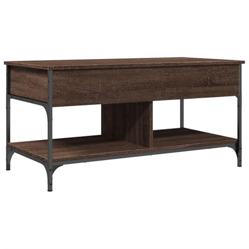 BECLOH Coffee Table with Storage Compartments, Wohnzimmertisch, Couchtisch for Living Room (Braun Eichen-Optik, 100) von CLALER