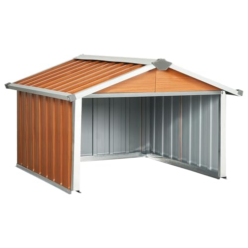 CLALER MäHroboter GarageIn Holzoptik, Made of Verzinkter Stahl [92 X 97 X 63 cm], Garage FüR MäHroboter (Braun) von CLALER