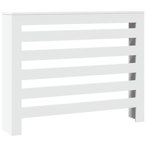 CLALER Radiator Cover, Vertical Slats, Holzwerkstoff, Heizkörperverkleidung, for Bedroom, Living Room, Kitchen (Weiß, 104 x 20 x 82 cm) von CLALER