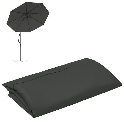 CLALER Sonnenschirm Ersatzbezug 300cm, Wasserdicht UV-Schutz Regenschirm Baldachin Abdeckung Ersatz, Outdoor Schirm Baldachin Ersatz Stoff, Kein Schirmständer, Anthrazit von CLALER