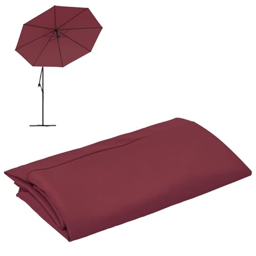 CLALER Sonnenschirm Ersatzbezug 300cm, Wasserdicht UV-Schutz Regenschirm Baldachin Abdeckung Ersatz, Outdoor Schirm Baldachin Ersatz Stoff, Kein Schirmständer, Bordeauxrot von CLALER