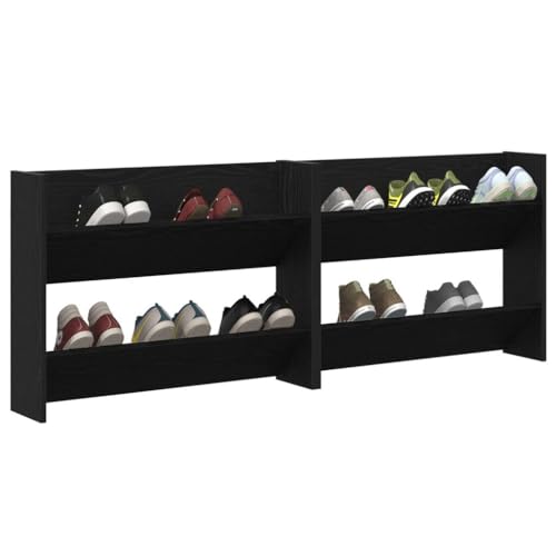 CLALER Wall Shoe Rack, Artisan Oak, Schuhregal, Wall-Mounted Shoe Rack, Hallway Shelf (Schwarze Eiche, 80 x 18 x 60 cm (L x B x H), 2) von CLALER