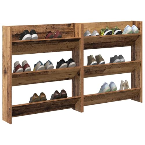 CLALER Wall Shoe Rack, Artisan Oak, Schuhregal, Wall-Mounted Shoe Rack, Hallway Shelf (altholz, 80 x 18 x 90 cm (L x B x H), 2) von CLALER