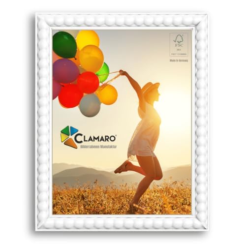 CLAMARO 'BUBBLE' Design Bilderrahmen 18x28 im Bubble Bälle Style | Weiss | Handgefertigter MDF Bilder- und Fotorahmen mit Acrylglas | Rahmen für z.B. Fotos, Poster od. Puzzle von CLAMARO