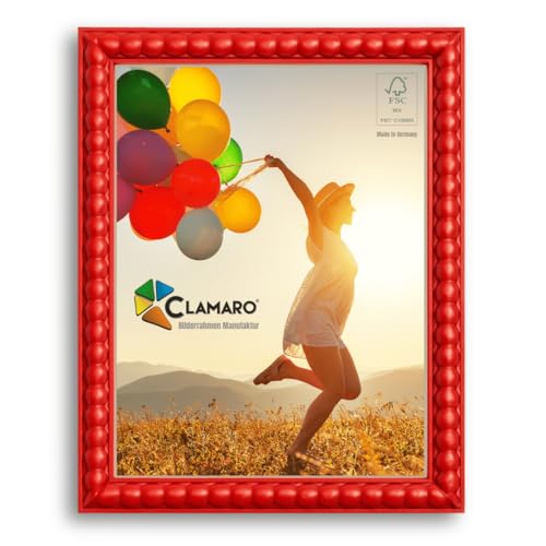 CLAMARO 'BUBBLE' Design Bilderrahmen 40x50 im Bubble Bälle Style | Rot | Handgefertigter MDF Bilder- und Fotorahmen mit Acrylglas | Rahmen für z.B. Fotos, Poster od. Puzzle von CLAMARO