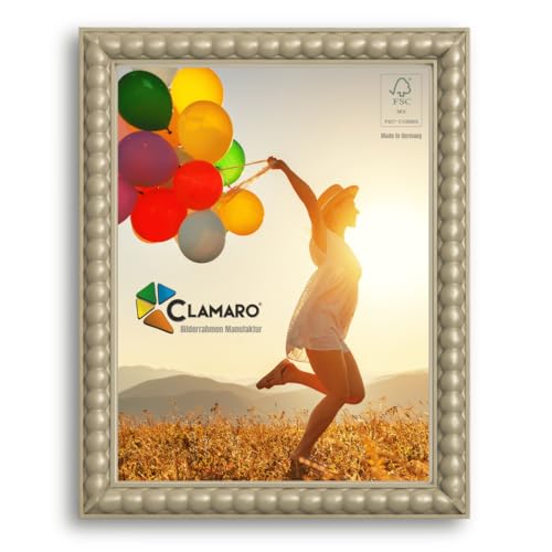 CLAMARO 'BUBBLE' Design Bilderrahmen DIN A4 (21x29,7) im Bubble Bälle Style | Beige | Handgefertigter MDF Bilder- und Fotorahmen mit Acrylglas | Rahmen für z.B. Fotos, Poster od. Puzzle von CLAMARO