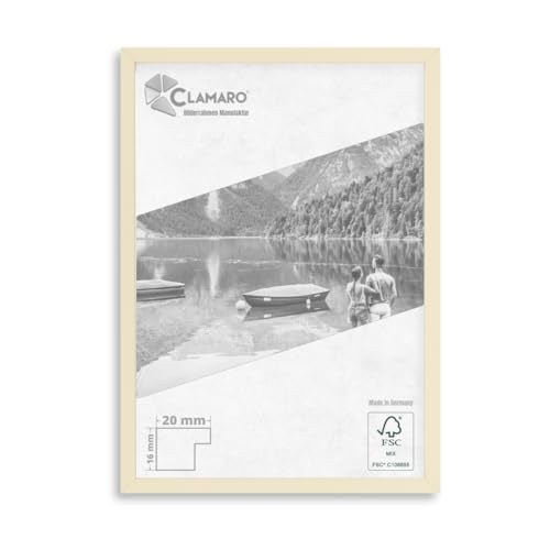 CLAMARO 'Collage 20' Bilderrahmen 45x90 handgefertigt nach Maß | Beige | Moderner 20 mm breiter Slim Design MDF Holzbilderrahmen inkl. Acrylglas, Rückwand und Aufhänger von CLAMARO