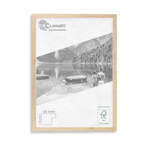 CLAMARO 'COLLAGE 20' Bilderrahmen DIN A2 (42x59,4) handgefertigt nach Maß | Wildeiche | Moderner 20 mm breiter slim Design MDF Holzbilderrahmen inkl. Acrylglas, Rückwand und Aufhänger von CLAMARO