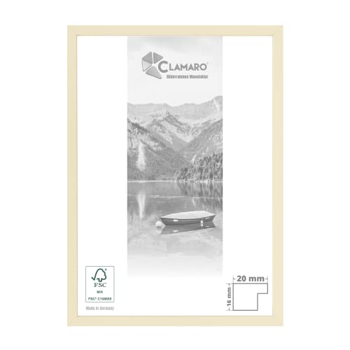 CLAMARO 'Collage 20' Bilderrahmen 100x140 handgefertigt nach Maß | Beige | Moderner 20 mm breiter Slim Design MDF Holzbilderrahmen inkl. Acrylglas, Rückwand und Aufhänger von CLAMARO