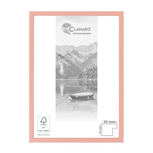 CLAMARO 'Collage 20' Bilderrahmen 34x96 handgefertigt nach Maß | Rosa | Moderner 20 mm breiter Slim Design MDF Holzbilderrahmen inkl. Acrylglas, Rückwand und Aufhänger von CLAMARO