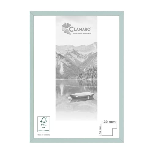 CLAMARO 'Collage 20' Bilderrahmen 40x120 handgefertigt nach Maß | Lichtgrün | Moderner 20 mm breiter Slim Design MDF Holzbilderrahmen inkl. Acrylglas, Rückwand und Aufhänger von CLAMARO