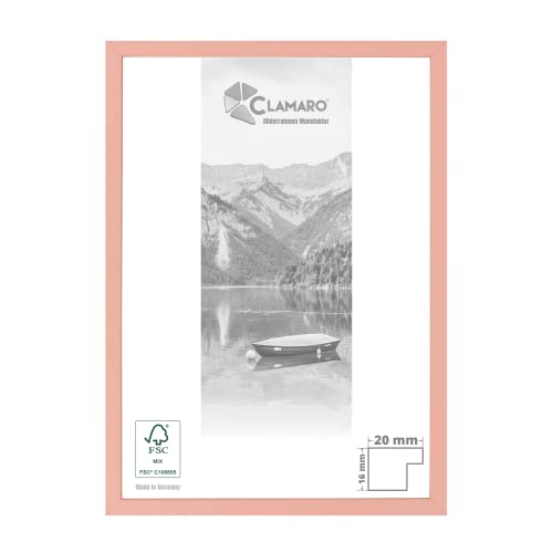 CLAMARO 'Collage 20' Bilderrahmen DIN A1 (59,4x84,1) handgefertigt nach Maß | Rosa | Moderner 20 mm breiter Slim Design MDF Holzbilderrahmen inkl. Acrylglas, Rückwand und Aufhänger von CLAMARO