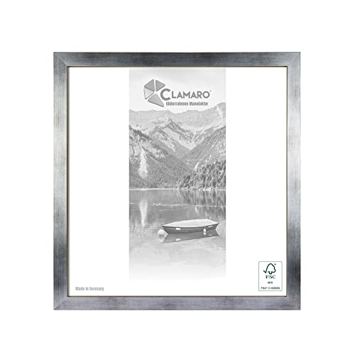 CLAMARO 'Collage' Bilderrahmen 100x100 quadratisch | Silber Gebürstet | Handgefertigter moderner eckiger Bilder- u. Fotorahmen inkl. Acrylglas, Rückwand und Aufhänger (querformat & Hochformat) von CLAMARO