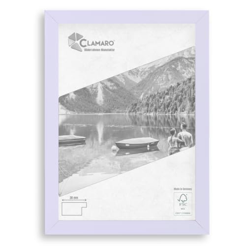 CLAMARO 'Collage' Bilderrahmen 15x20 handgefertigt nach Maß | Flieder Pastell | Moderner eckiger MDF Holzbilderrahmen inkl. Acrylglas, Rückwand und Aufhänger (querformat & Hochformat) von CLAMARO