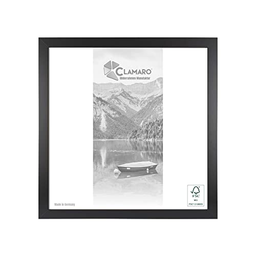 CLAMARO 'Collage' Bilderrahmen 29x29 quadratisch | Schwarz Matt | Handgefertigter moderner eckiger Bilder- u. Fotorahmen inkl. Acrylglas, Rückwand und Aufhänger (querformat & Hochformat) von CLAMARO