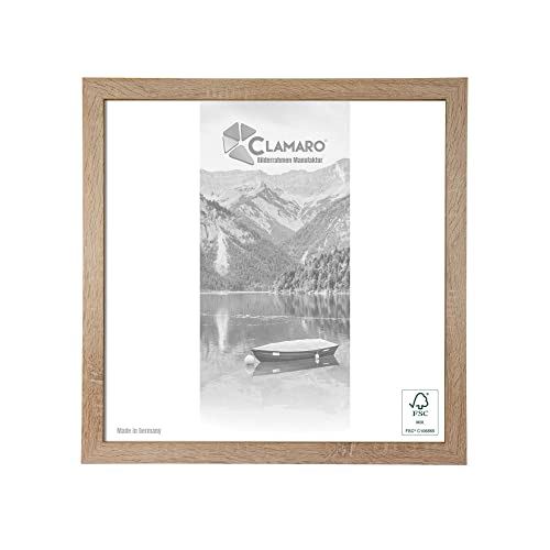 CLAMARO 'Collage' Bilderrahmen 34x34 quadratisch | Eiche Sonoma | Handgefertigter moderner eckiger Bilder- u. Fotorahmen inkl. Acrylglas, Rückwand und Aufhänger (querformat & Hochformat) von CLAMARO