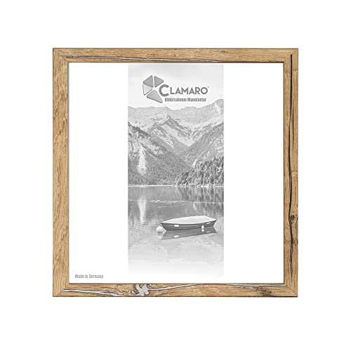 CLAMARO 'Collage' Bilderrahmen 37x37 quadratisch | Eiche Altholz | Handgefertigter moderner eckiger Bilder- u. Fotorahmen inkl. Acrylglas, Rückwand und Aufhänger (querformat & Hochformat) von CLAMARO