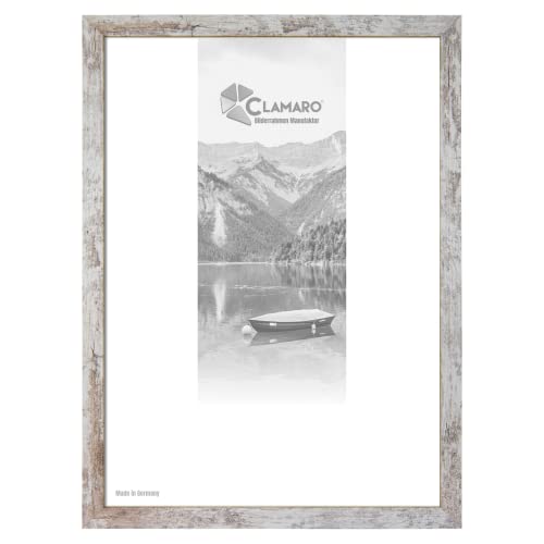 CLAMARO 'Collage' Bilderrahmen 70x140 handgefertigt nach Maß | Vintage Weiss | Moderner eckiger MDF Holzbilderrahmen inkl. Acrylglas, Rückwand und Aufhänger (querformat & hochkant) von CLAMARO
