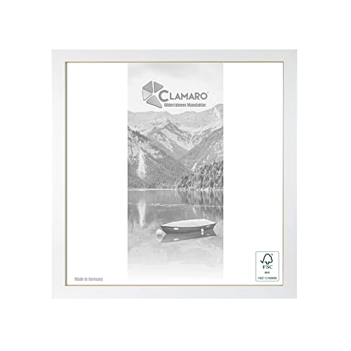 CLAMARO 'Collage' Bilderrahmen 91x91 quadratisch | Weiss Matt | Handgefertigter moderner eckiger Bilder- u. Fotorahmen inkl. Acrylglas, Rückwand und Aufhänger (querformat & Hochformat) von CLAMARO