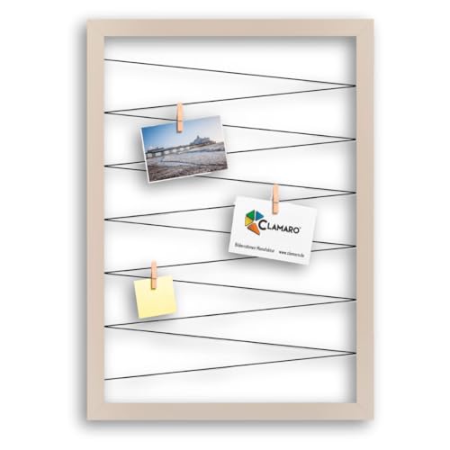 CLAMARO 'Collage Flex' Fotohalter 45x65 cm | Beige | Bilderrahmen Fotorahmen Collage mit Gummibändern und Foto Holzklammern | Ideal als Galerie für Fotos oder Postkarten CLAMARO 'Collage Flex' Fotohalter 45x65 cm | Beige | Bilderrahmen Fotorahmen Collage mit Gummibändern und Foto Holzklammern | Ideal als Galerie für Fotos oder Postkarten von CLAMARO