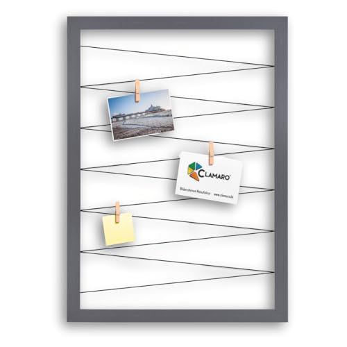 CLAMARO 'Collage Flex' Fotohalter 45x65 cm | Stahlgrau | Bilderrahmen Fotorahmen Collage mit Gummibändern und Foto Holzklammern | Ideal als Galerie für Fotos oder Postkarten CLAMARO 'Collage Flex' Fotohalter 45x65 cm | Stahlgrau | Bilderrahmen Fotorahmen Collage mit Gummibändern und Foto Holzklammern | Ideal als Galerie für Fotos oder Postkarten von CLAMARO