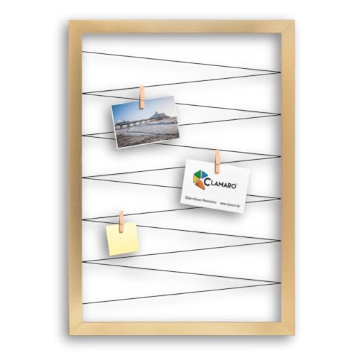 CLAMARO 'Collage Flex' Fotohalter 65x85 cm | Gold | Bilderrahmen Fotorahmen Collage mit Gummibändern und Foto Holzklammern | Ideal als Galerie für Fotos oder Postkarten CLAMARO 'Collage Flex' Fotohalter 65x85 cm | Gold | Bilderrahmen Fotorahmen Collage mit Gummibändern und Foto Holzklammern | Ideal als Galerie für Fotos oder Postkarten von CLAMARO