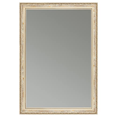 CLAMARO 'ELSA' Antik Wandspiegel 40x50 cm mit Rahmen | Creme Weiß Gold | Shabby Chic Vintage Barock Spiegel mit Holzrahmen | Barockspiegel inkl. Metall Aufhänger und Montagematerial CLAMARO 'ELSA' Antik Wandspiegel 40x50 cm mit Rahmen | Creme Weiß Gold | Shabby Chic Vintage Barock Spiegel mit Holzrahmen | Barockspiegel inkl. Metall Aufhänger und Montagematerial von CLAMARO