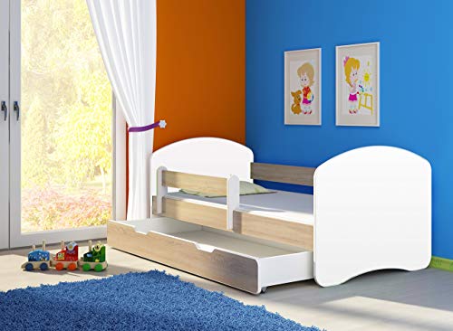 CLAMARO 'Fantasia Basic' 160 x 80 Kinderbett Set inkl. Matratze, Lattenrost und mit Bettkasten Schublade, mit verstellbarem Rausfallschutz und Kantenschutzleisten - Farbe: Weiß/Eiche CLAMARO 'Fantasia Basic' 160 x 80 Kinderbett Set inkl. Matratze, Lattenrost und mit Bettkasten Schublade, mit verstellbarem Rausfallschutz und Kantenschutzleisten - Farbe: Weiß/Eiche von CLAMARO