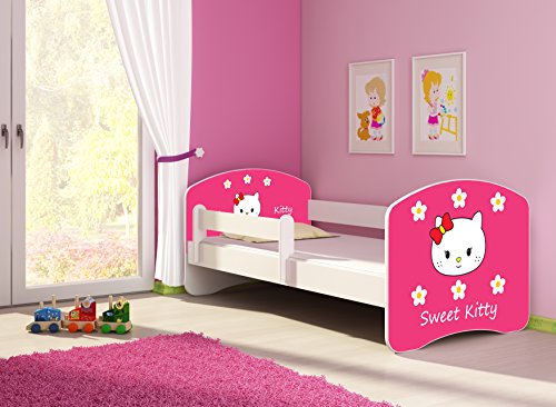 CLAMARO 'Fantasia Weiß' 160 x 80 Kinderbett Set inkl. Matratze und Lattenrost, mit verstellbarem Rausfallschutz und Kantenschutzleisten, Design: 16 Sweet Kitty-2 CLAMARO 'Fantasia Weiß' 160 x 80 Kinderbett Set inkl. Matratze und Lattenrost, mit verstellbarem Rausfallschutz und Kantenschutzleisten, Design: 16 Sweet Kitty-2 von CLAMARO