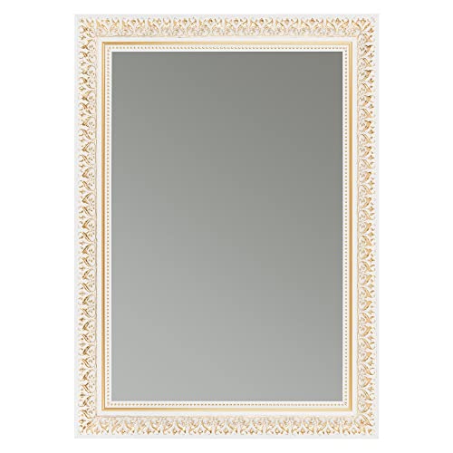 CLAMARO 'Friedrich' Antik Wandspiegel 50x95 cm mit Rahmen | Weiss Gold | Shabby Chic Vintage Barock Spiegel mit Holzrahmen | Barockspiegel inkl. Metall Aufhänger und Montagematerial CLAMARO 'Friedrich' Antik Wandspiegel 50x95 cm mit Rahmen | Weiss Gold | Shabby Chic Vintage Barock Spiegel mit Holzrahmen | Barockspiegel inkl. Metall Aufhänger und Montagematerial von CLAMARO