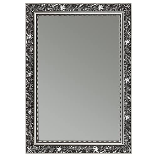 CLAMARO 'Ludwig' Antik Wandspiegel 50x120 cm mit Rahmen | Schwarz Grau Silber | Shabby Chic Vintage Barock Spiegel mit Holzrahmen | Barockspiegel inkl. Metall Aufhänger und Montagematerial von CLAMARO