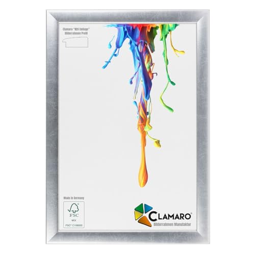 CLAMARO 'Neo Collage' Bilderrahmen 15x35 handgefertigt nach Maß | Silber | MDF-Holz Design Holzbilderrahmen inkl. Acrylglas und Metall Aufhänger (Querformat & Hochformat) von CLAMARO