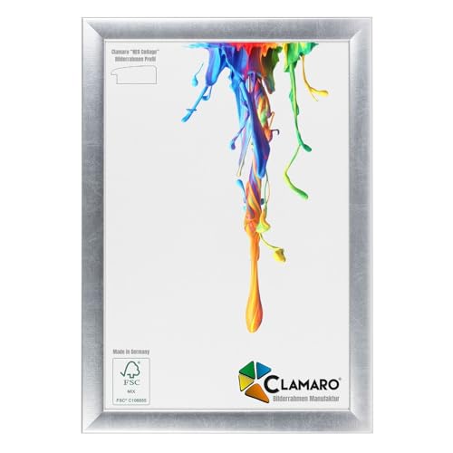 CLAMARO 'Neo Collage' Bilderrahmen 20x25 handgefertigt nach Maß | Silber | MDF-Holz Design Holzbilderrahmen inkl. Acrylglas und Metall Aufhänger (Querformat & Hochformat) von CLAMARO