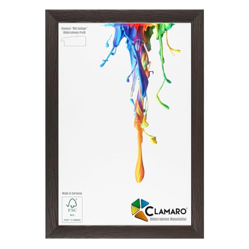 CLAMARO 'Neo Collage' Bilderrahmen 45x70 handgefertigt nach Maß | Wenge Dunkelbraun | MDF-Holz Design Holzbilderrahmen inkl. Acrylglas und Metall Aufhänger (Querformat & Hochformat) von CLAMARO