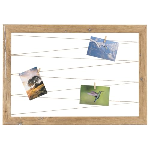 CLAMARO 'Neo Collage Line' Fotohalter 60x40 cm | Eiche Vintage Silber | Querformat Bilderrahmen mit Fotoleine aus Juteband und Holzklammern | Ideal als Fotocollage Galerie, Fotowand oder Fotorahmen CLAMARO 'Neo Collage Line' Fotohalter 60x40 cm | Eiche Vintage Silber | Querformat Bilderrahmen mit Fotoleine aus Juteband und Holzklammern | Ideal als Fotocollage Galerie, Fotowand oder Fotorahmen von CLAMARO