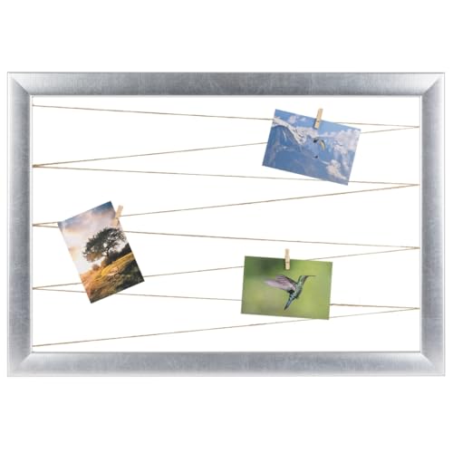CLAMARO 'Neo Collage Line' Fotohalter 60x40 cm | Silber | Querformat Bilderrahmen mit Fotoleine aus Juteband und Holzklammern | Ideal als Fotocollage Galerie, Fotowand oder Fotorahmen CLAMARO 'Neo Collage Line' Fotohalter 60x40 cm | Silber | Querformat Bilderrahmen mit Fotoleine aus Juteband und Holzklammern | Ideal als Fotocollage Galerie, Fotowand oder Fotorahmen von CLAMARO
