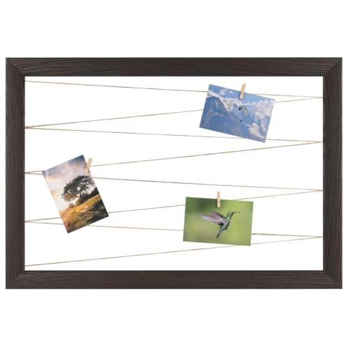CLAMARO 'Neo Collage Line' Fotohalter 60x40 cm | Wenge Dunkelbraun | Querformat Bilderrahmen mit Fotoleine aus Juteband und Holzklammern | Ideal als Fotocollage Galerie, Fotowand oder Fotorahmen CLAMARO 'Neo Collage Line' Fotohalter 60x40 cm | Wenge Dunkelbraun | Querformat Bilderrahmen mit Fotoleine aus Juteband und Holzklammern | Ideal als Fotocollage Galerie, Fotowand oder Fotorahmen von CLAMARO