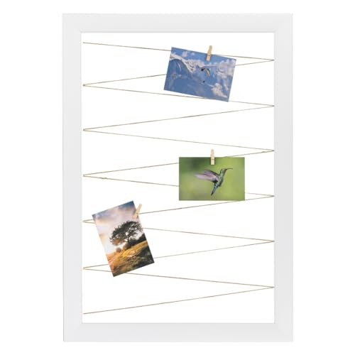 CLAMARO 'Neo Collage Line' Fotohalter 60x80 cm | Weiß Matt | Hochformat Bilderrahmen mit Fotoleine aus Juteband und Holzklammern | Ideal als Fotocollage Galerie, Fotowand oder Fotorahmen CLAMARO 'Neo Collage Line' Fotohalter 60x80 cm | Weiß Matt | Hochformat Bilderrahmen mit Fotoleine aus Juteband und Holzklammern | Ideal als Fotocollage Galerie, Fotowand oder Fotorahmen von CLAMARO