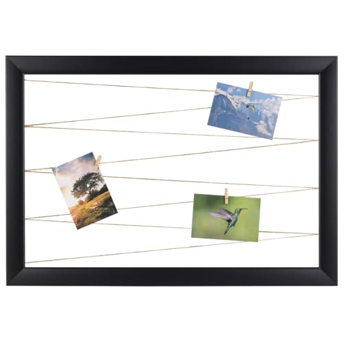 CLAMARO 'Neo Collage Line' Fotohalter 85x65 cm | Schwarz Matt | Querformat Bilderrahmen mit Fotoleine aus Juteband und Holzklammern | Ideal als Fotocollage Galerie, Fotowand oder Fotorahmen CLAMARO 'Neo Collage Line' Fotohalter 85x65 cm | Schwarz Matt | Querformat Bilderrahmen mit Fotoleine aus Juteband und Holzklammern | Ideal als Fotocollage Galerie, Fotowand oder Fotorahmen von CLAMARO