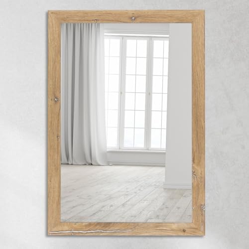 CLAMARO 'Neo Collage' Wandspiegel 40x50 cm Spiegel mit Rahmen | Eiche Vintage Silber | Moderner Spiegel mit 38 mm breitem Holzrahmen | Inkl. Metall Aufhänger und Wandmontagematerial von CLAMARO